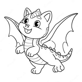 Cute Cat Dragon Flying Coloring Page 26764-21617