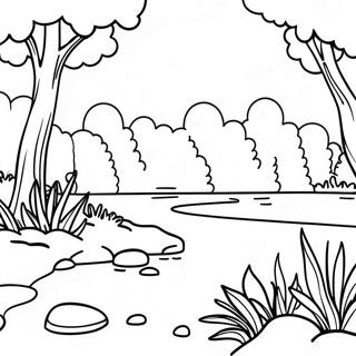 Peaceful Riverbank Coloring Page 26794-21641