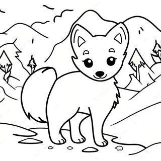 Playful Arctic Fox In Snow Coloring Page 26804-21649