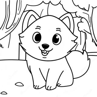 Playful Arctic Fox In Snow Coloring Page 26804-21652