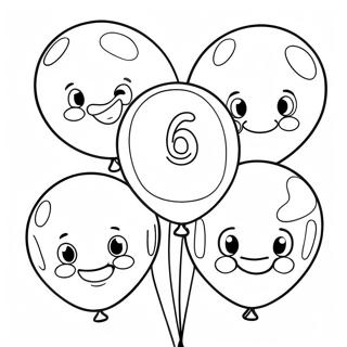 Colorful Happy 6th Birthday Balloons Coloring Page 26854-21696