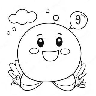 Cute Number 9 With Smiley Face Coloring Page 26874-21707