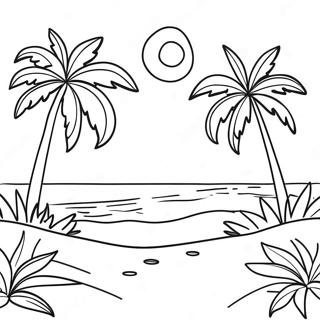 Tropical Aloha Beach Scene Coloring Page 26894-21721