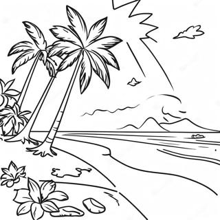 Tropical Aloha Beach Scene Coloring Page 26894-21722