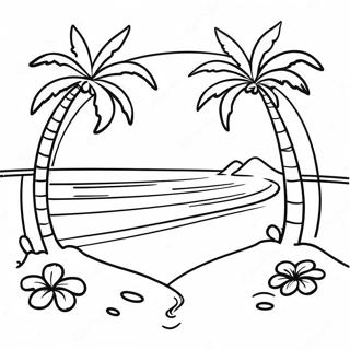 Tropical Aloha Beach Scene Coloring Page 26894-21723