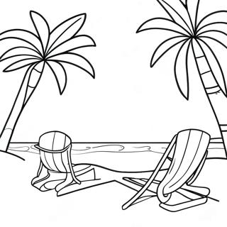 Tropical Aloha Beach Scene Coloring Page 26894-21724