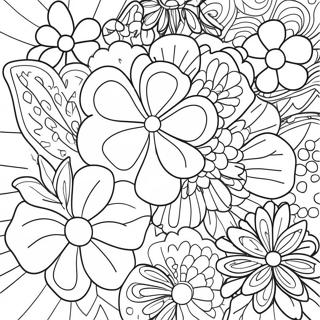 Colorful 60s Flower Power Coloring Page 26974-21781