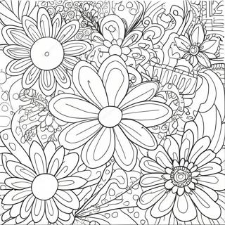 Colorful 60s Flower Power Coloring Page 26974-21783