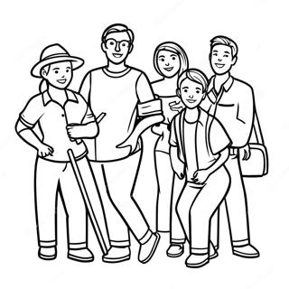 Diverse Friends Working Together Coloring Page 27024-21821