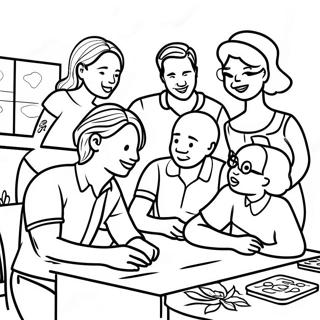 Diverse Friends Working Together Coloring Page 27024-21822