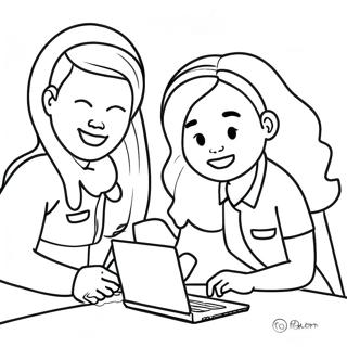 Diverse Friends Working Together Coloring Page 27024-21823