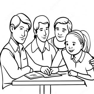 Diverse Friends Working Together Coloring Page 27024-21824