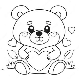 Adorable Kawaii Bear With Heart Coloring Page 27084-21874