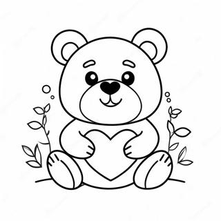 Adorable Kawaii Bear With Heart Coloring Page 27084-21876