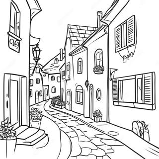 Charming European Village Coloring Page 27134-21913