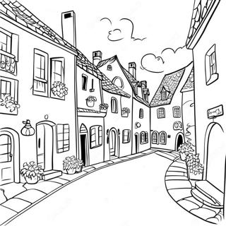 Charming European Village Coloring Page 27134-21915