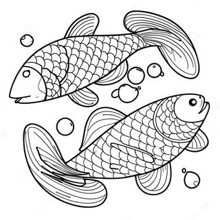 Koi Fish Swimming In A Pond Coloring Page 27193-21954