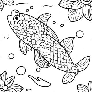 Koi Fish Swimming In A Pond Coloring Page 27193-21956