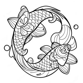 Colorful Koi Fish With Lotus Flowers Coloring Page 27194-21961