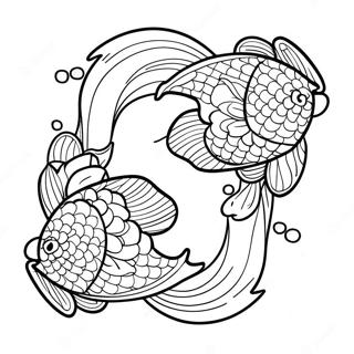 Colorful Koi Fish With Lotus Flowers Coloring Page 27194-21963