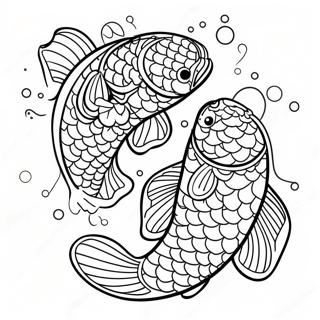 Colorful Koi Fish With Lotus Flowers Coloring Page 27194-21964