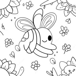 Buzzing Bee With Flowers Coloring Page 27344-22078