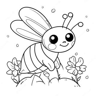 Buzzing Bee With Flowers Coloring Page 27344-22079