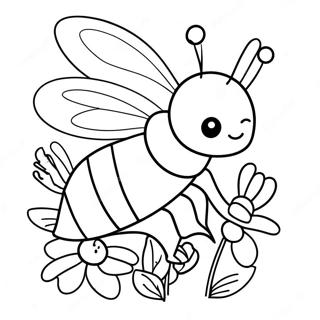 Buzzing Bee With Flowers Coloring Page 27344-22080