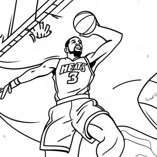 Miami Heat Basketball Player Dunking Coloring Page 27394-22111