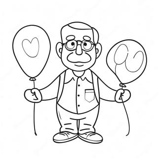 Cheerful Birthday Grandpa With Balloons Coloring Page 27424-22141