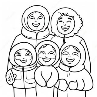 Happy Eskimo Family Coloring Page 27444-22153