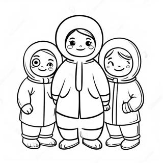 Happy Eskimo Family Coloring Page 27444-22156