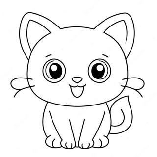 Cute Kawaii Cat With Big Eyes Coloring Page 27454-22161