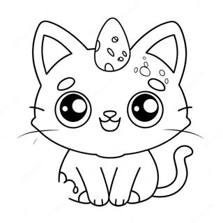 Cute Kawaii Cat With Big Eyes Coloring Page 27454-22162