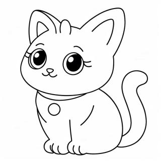 Cute Kawaii Cat With Big Eyes Coloring Page 27454-22163