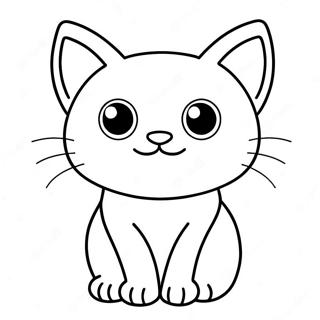 Cute Kawaii Cat With Big Eyes Coloring Page 27454-22164