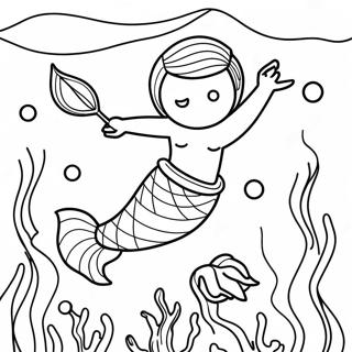 Colorful Merman Underwater Scene Coloring Page 27494-22197