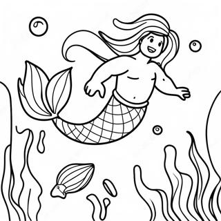 Colorful Merman Underwater Scene Coloring Page 27494-22199