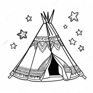 Colorful Teepee Under The Stars Coloring Page 27554-22238