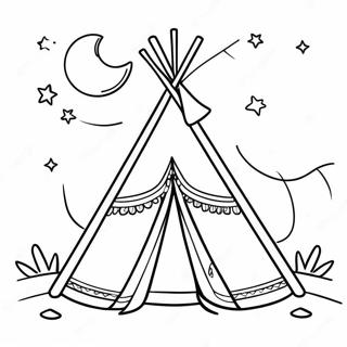 Colorful Teepee Under The Stars Coloring Page 27554-22239