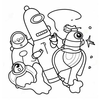 Futurama Characters In Space Coloring Page 27584-22262