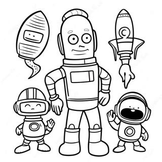 Futurama Characters In Space Coloring Page 27584-22263