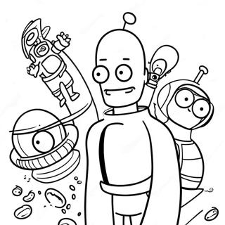 Futurama Characters In Space Coloring Page 27584-22264