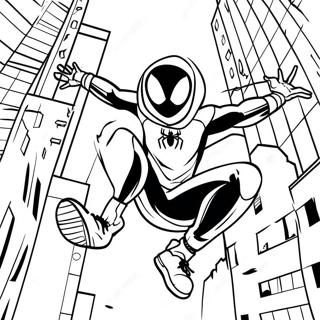 Miles Morales Swinging Through City Coloring Page 27614-22289