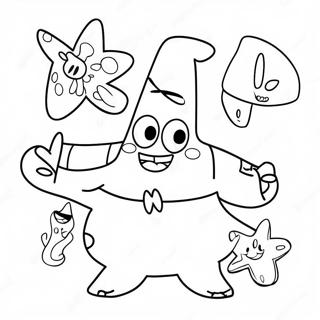 Funny Patrick Star With Friends Coloring Page 27624-22297