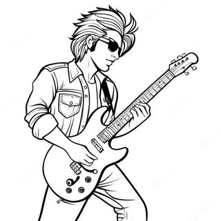 Cool Rockstar With Electric Guitar Coloring Page 27634-22303