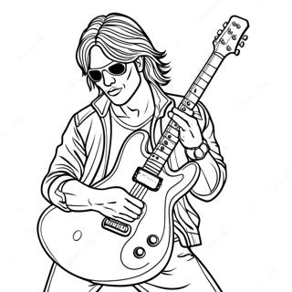 Cool Rockstar With Electric Guitar Coloring Page 27634-22304