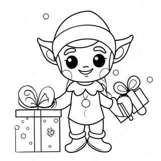 Cheerful Elf With Gifts Coloring Page 27654-22325