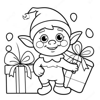 Cheerful Elf With Gifts Coloring Page 27654-22326