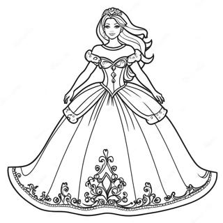 Elegant Snow Princess In A Sparkling Dress Coloring Page 27674-22340